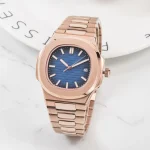 Rose Gold + Blue Dial